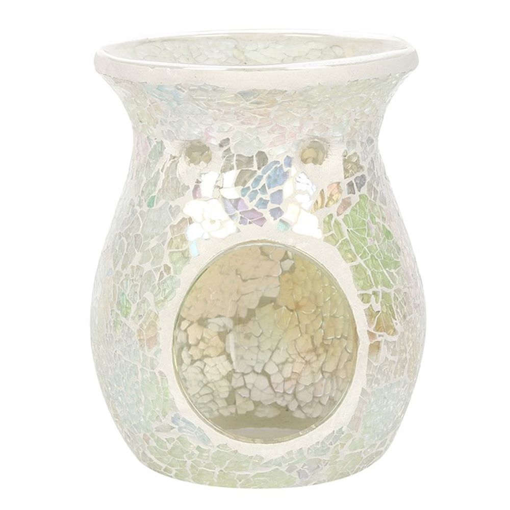 Large White Iridescent Crackle Burner
