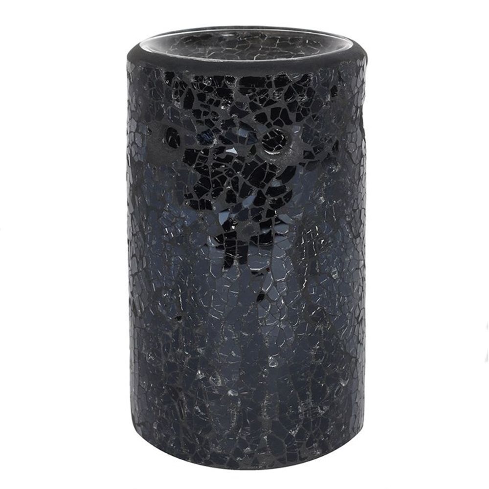 Black Crackle Glass Pillar Burner