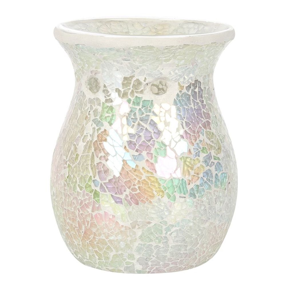 Large White Iridescent Crackle Burner