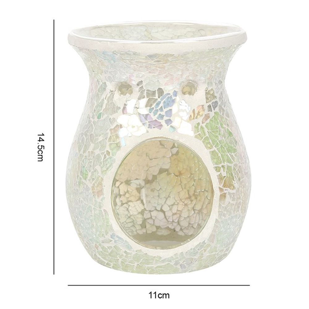 Large White Iridescent Crackle Burner