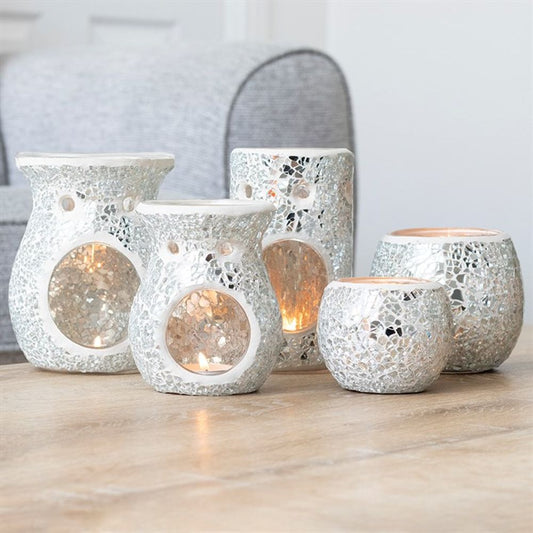 Silver Pillar Crackle Glass Burner