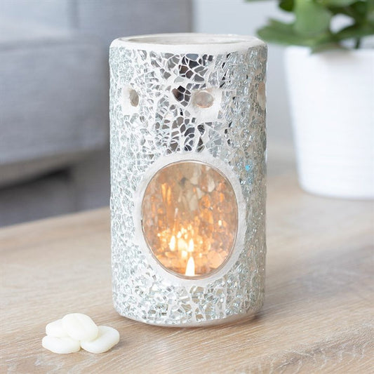 Silver Pillar Crackle Glass Burner
